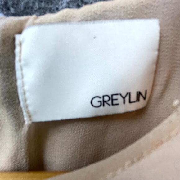 Greylin Peplum Top Womens Small Blue Floral Lace Pastel Deep V Coquette Fairy - Picture 5 of 6